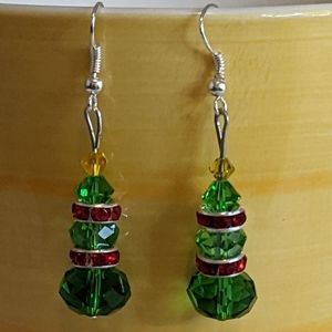 Christmas tree earrings Swarovski Chrystals